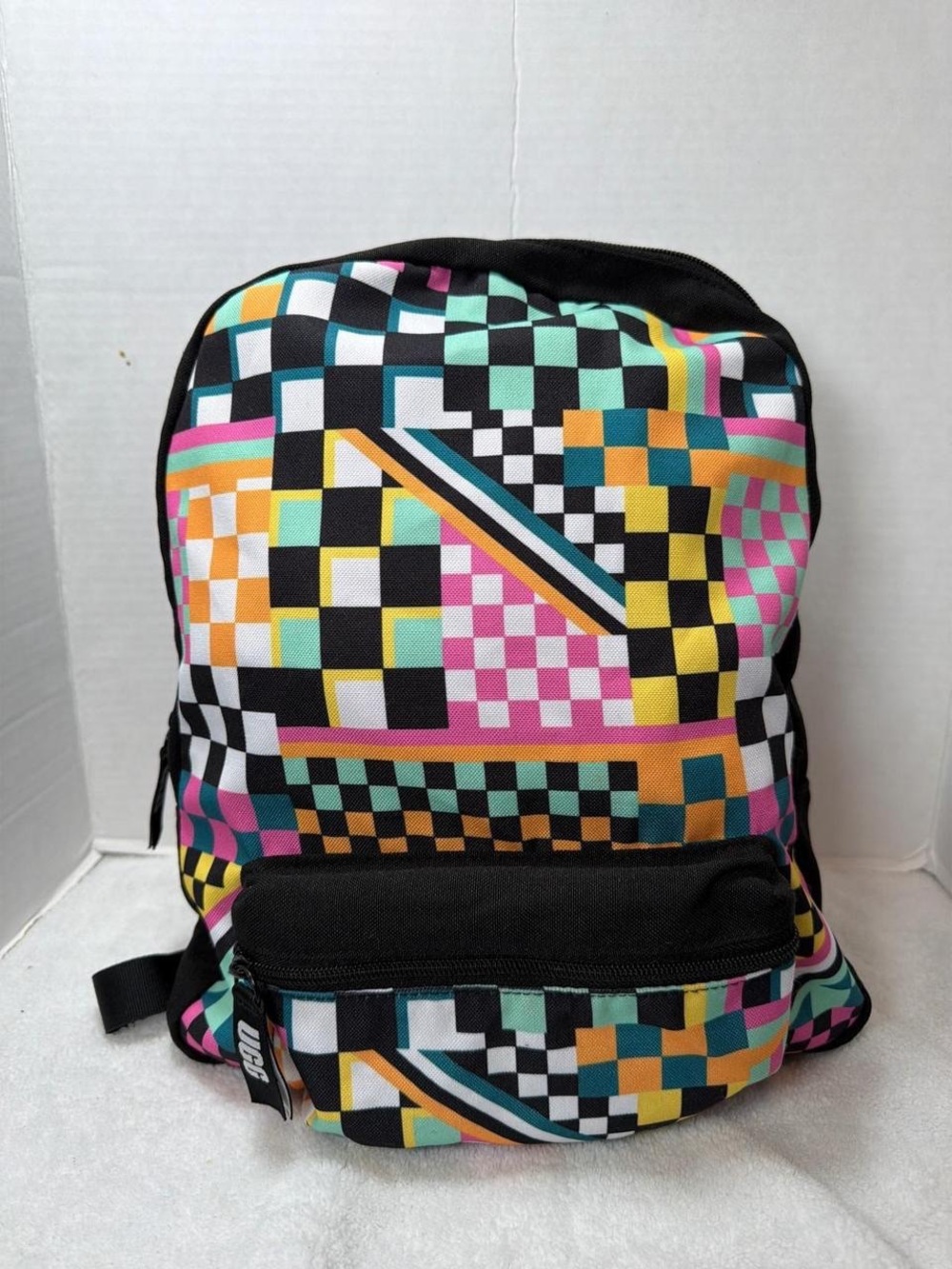 UGG Black Multicolor Geometric Check Backpack - Picture 2 of 4